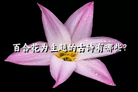 百合花为主题的古诗有哪些？