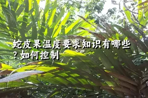 蛇皮果温度要求知识有哪些？如何控制