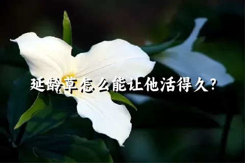 延龄草怎么能让他活得久？