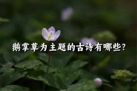 鹅掌草为主题的古诗有哪些？