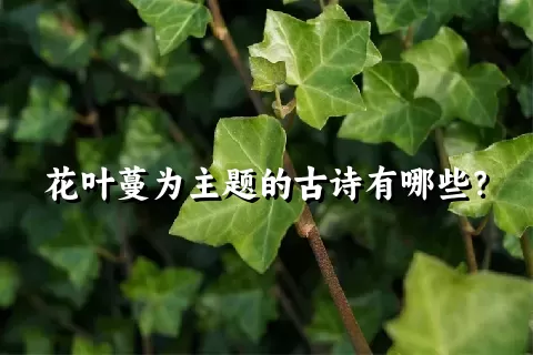 花叶蔓为主题的古诗有哪些？