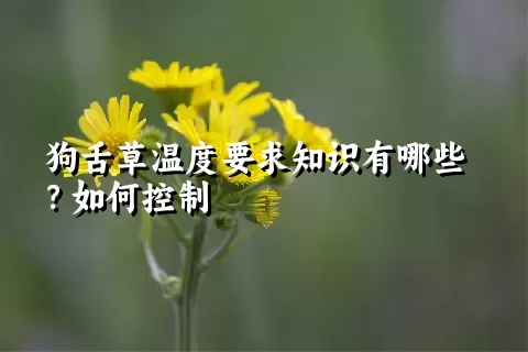 狗舌草温度要求知识有哪些？如何控制